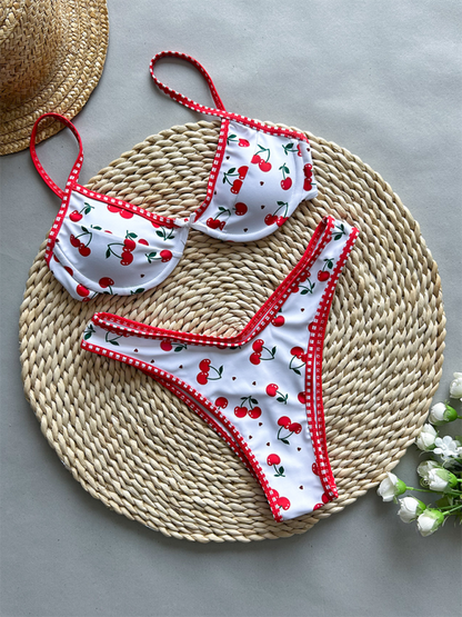 Cherry Print Bikini Sweet Two-Piece Swimsuit