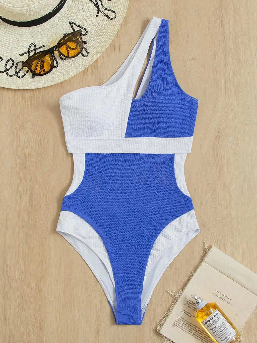 Swimwear - Chic Seaside Asymmetrical One-Piece Swimsuit