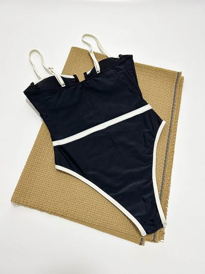 Swimwear- Classic Two-Tone Swimsuit - One-Piece Swimwear- - Pekosa Women Fashion