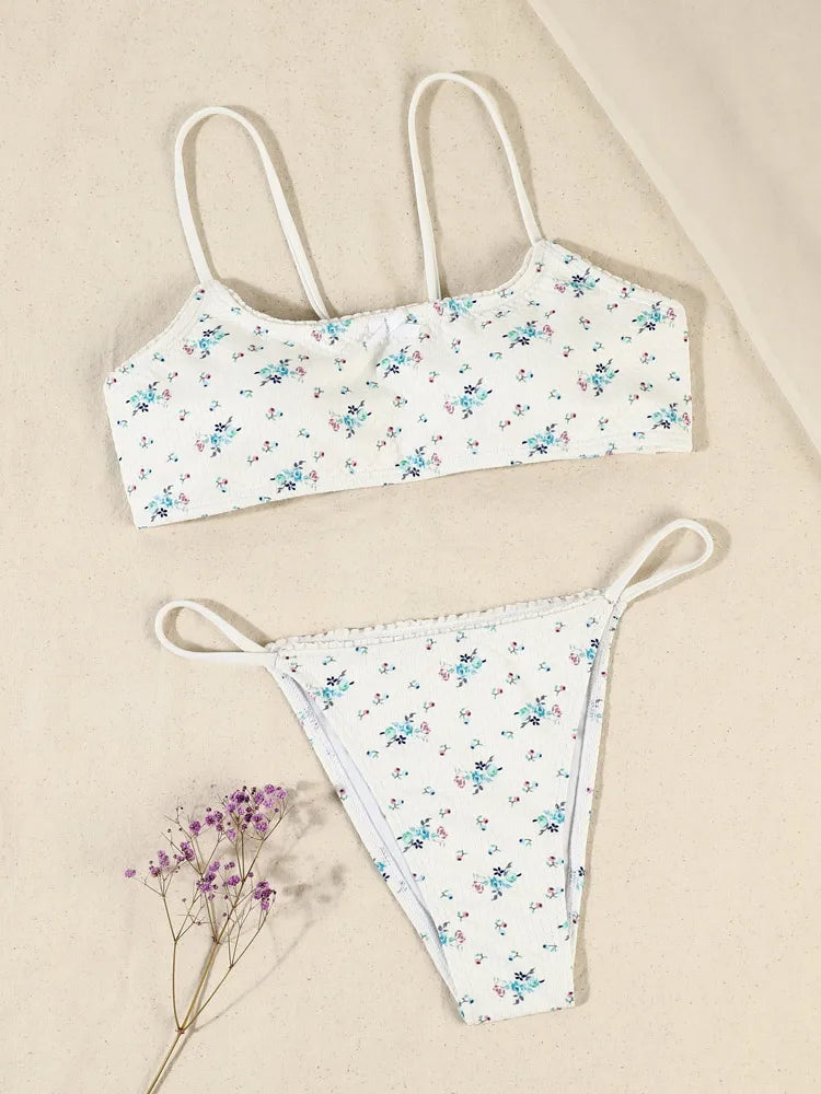 Soutien-gorge floral - Ensemble bikini et mini-jupe