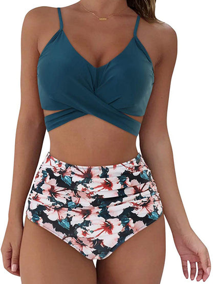 Swimwear - Floral High-Waist Swimwear 2-Piece Tankini