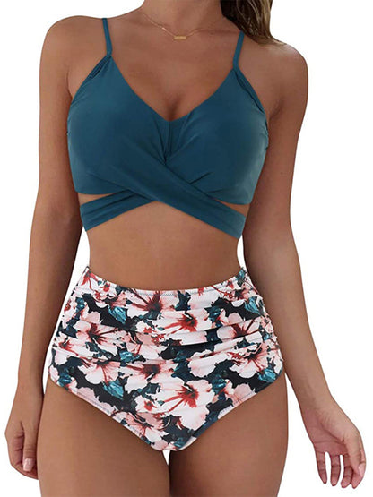 Swimwear - Floral High-Waist Swimwear 2-Piece Tankini