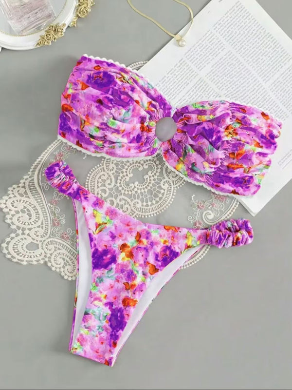 Swimwear - Floral Paisley Bandeau Swim Set 2-Piece Beachwear