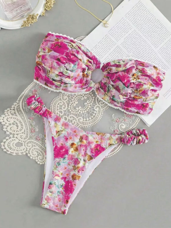 Swimwear - Floral Paisley Bandeau Swim Set 2-Piece Beachwear