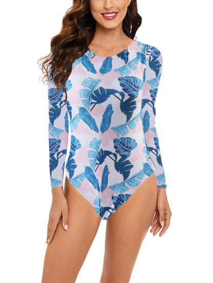 Swimwear - Long-Sleeve Swimwear for Active Women Floral Rash Guard Swimsuit