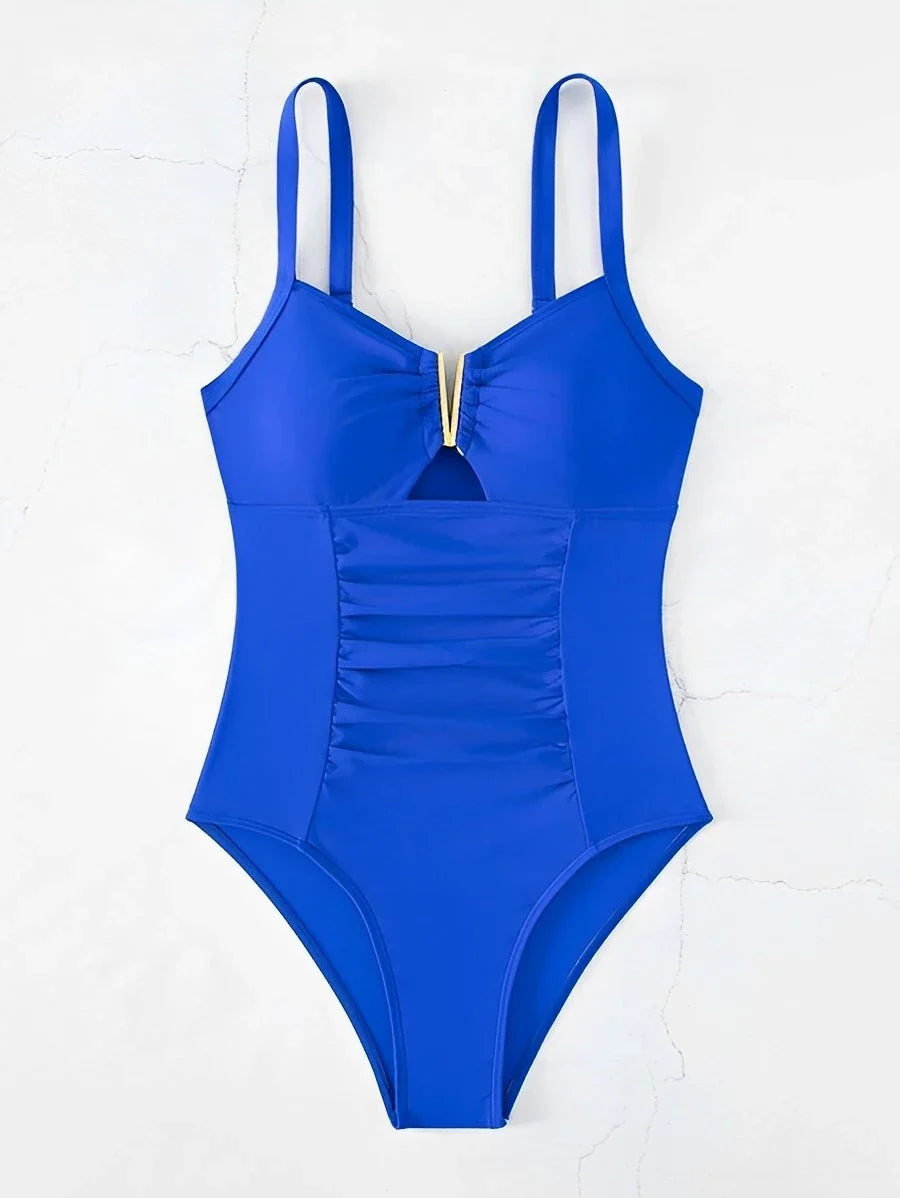 Swimwear- Oceanic Full-Coverage V-Neck Swimwear for Women Who Love Water Sports- - Pekosa Women Fashion