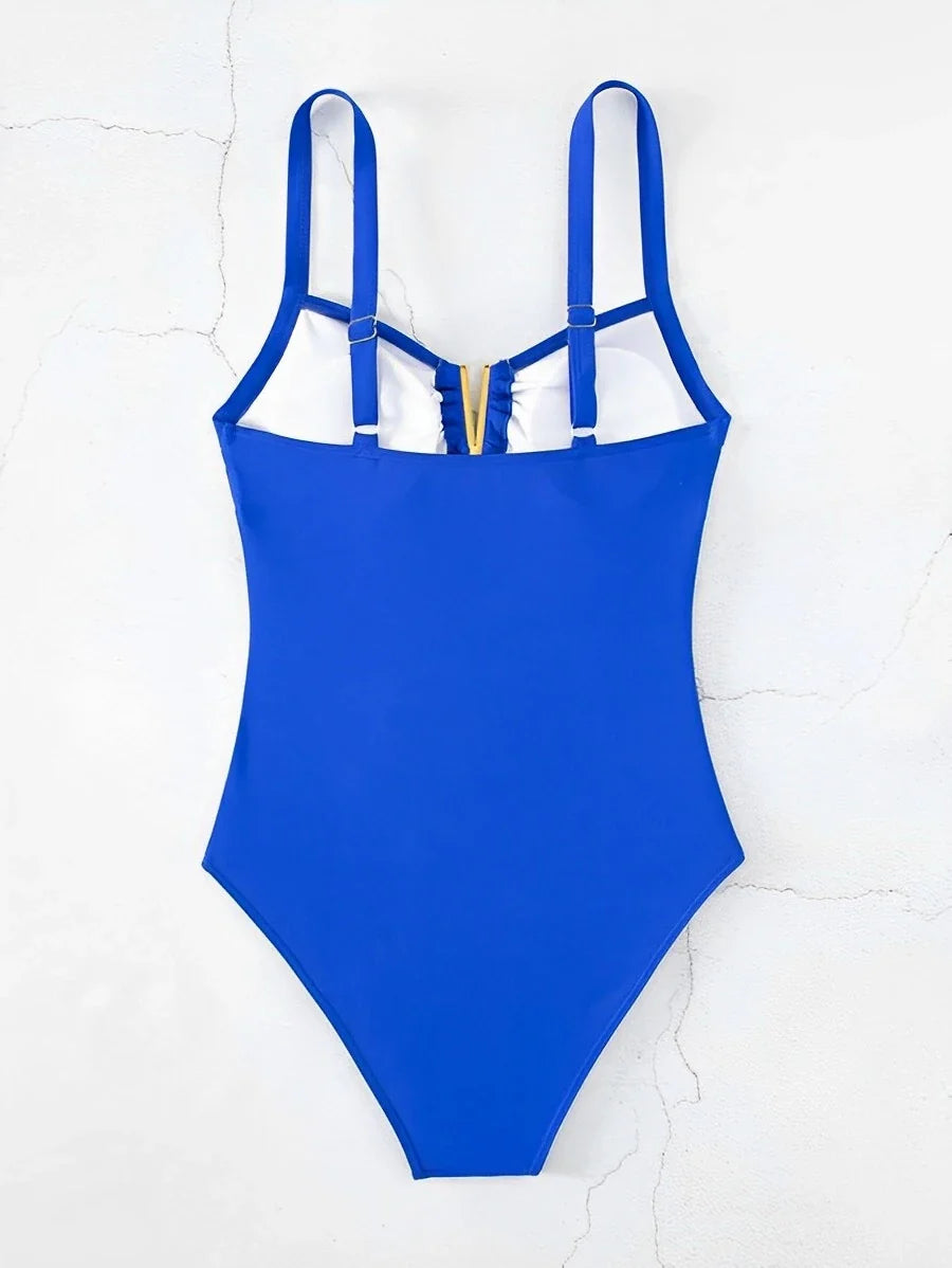 Swimwear- Oceanic Full-Coverage V-Neck Swimwear for Women Who Love Water Sports- - Pekosa Women Fashion