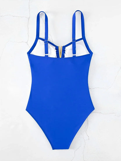 Swimwear- Oceanic Full-Coverage V-Neck Swimwear for Women Who Love Water Sports- - Pekosa Women Fashion