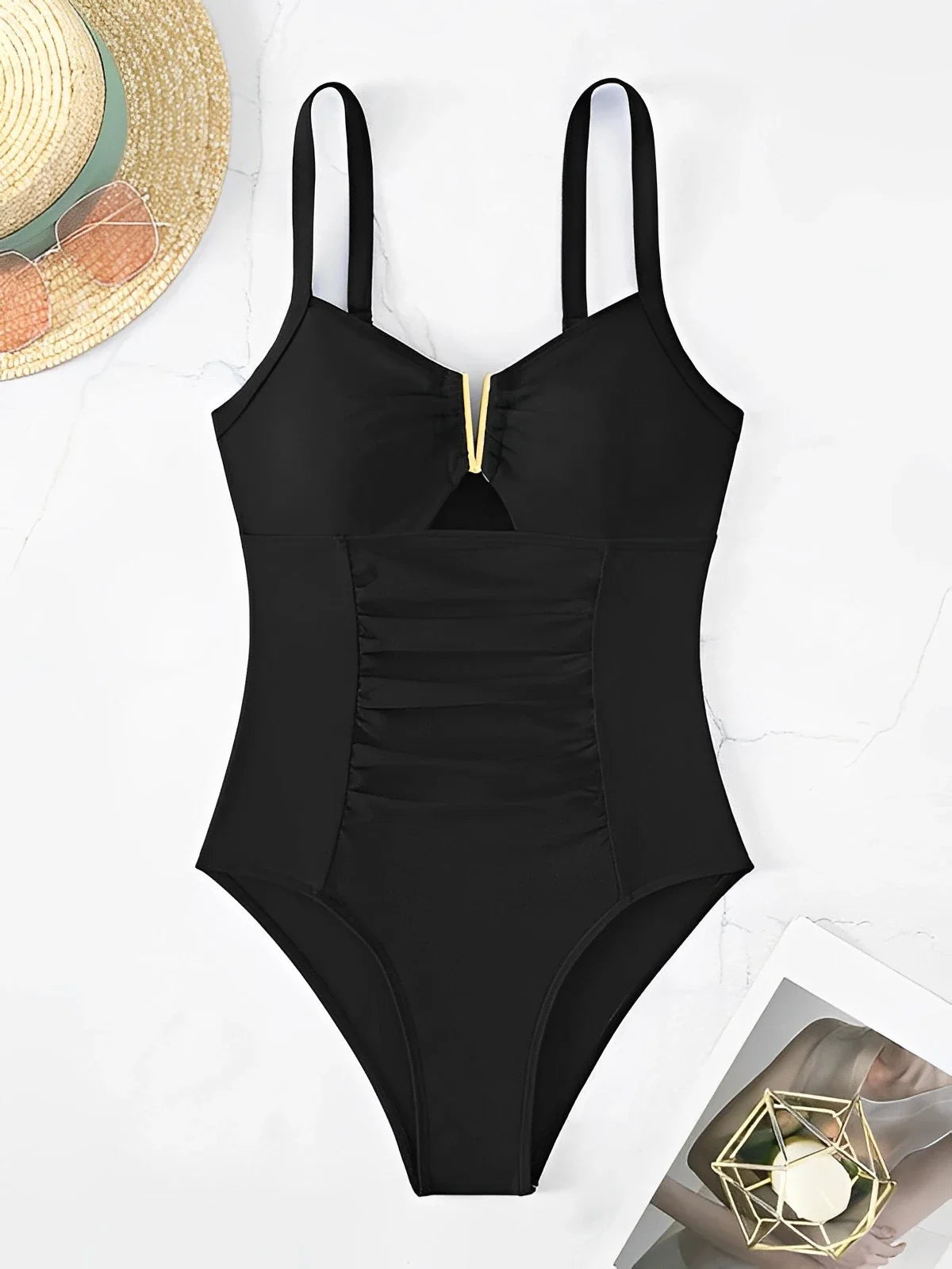 Swimwear- Oceanic Full-Coverage V-Neck Swimwear for Women Who Love Water Sports- - Pekosa Women Fashion