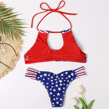 Swimwear- Patriotic Tankini for Independence Day - Tank Top & Bikini- - Chuzko Women Clothing