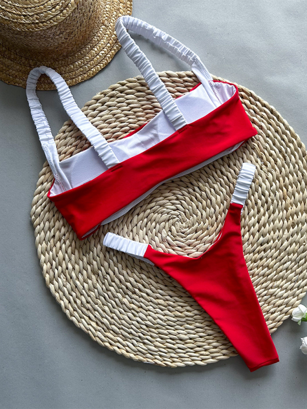 Swimwear- Red Hot Summer Sporty Two-Piece Bikini Swimsuit- - Pekosa Women Fashion