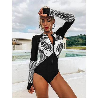 Swimwear - Sporty Surf & Swim One-Piece Suit for Active Women