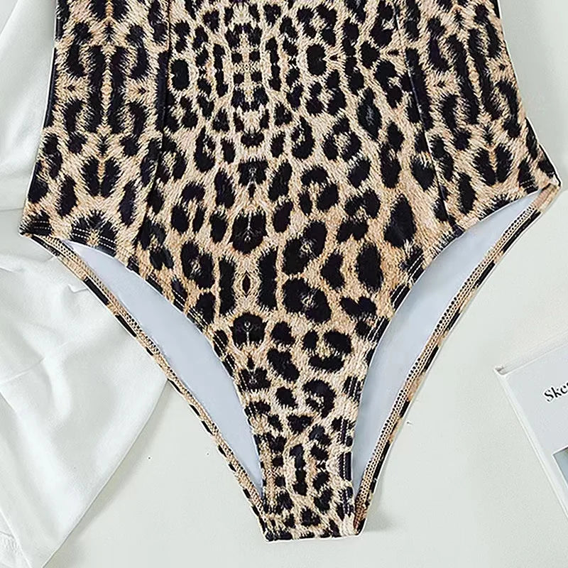 Swimwear- Summer Leopard Print Underwire Push-Up One-Piece Swimwear- - Pekosa Women Fashion