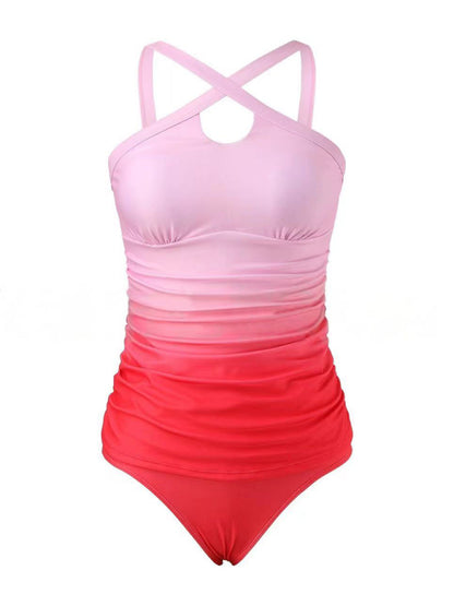 Swimwear - Surf Gradient Tankini Ombre Beach Swimsuit