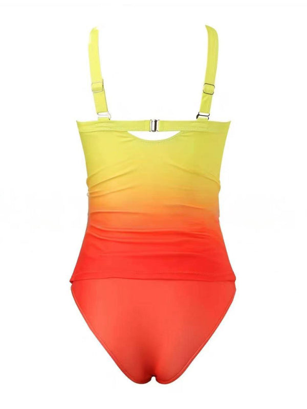 Swimwear - Surf Gradient Tankini Ombre Beach Swimsuit