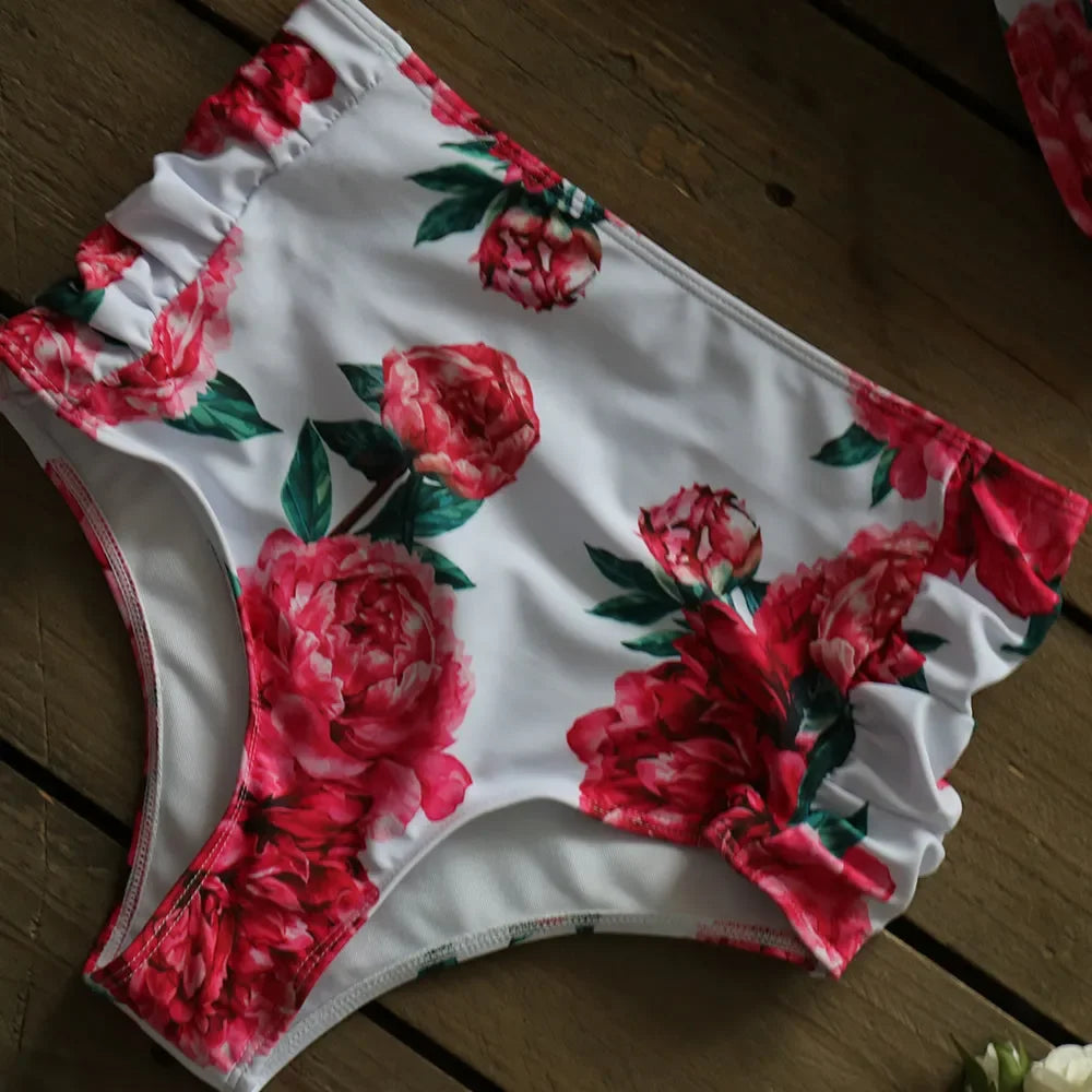 Swimwear- Summer Love High-Waisted Floral Bikini for Tropical Getaways- - Pekosa Women Fashion