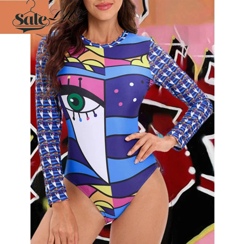 Swimwear - Tropical Rash Guard Swimsuit - UV Safe