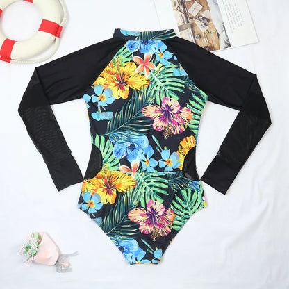 Swimwear - Tropical Rash Guard Swimsuit - UV Safe