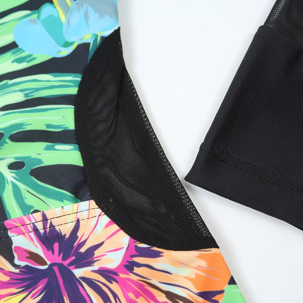 Swimwear - Tropical Rash Guard Swimsuit - UV Safe