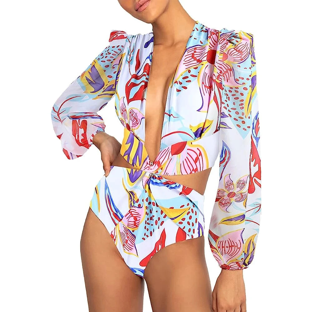 Swimwear - Tropical Rash Guard Swimsuit - UV Safe