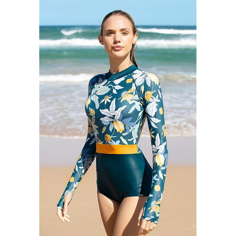 Swimwear - Tropical Rash Guard Swimsuit - UV Safe