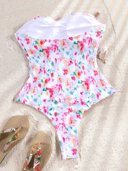 Swimwear- Tummy Control Cutout Glossy One-Piece Swimsuit for Beach- - Pekosa Women Fashion