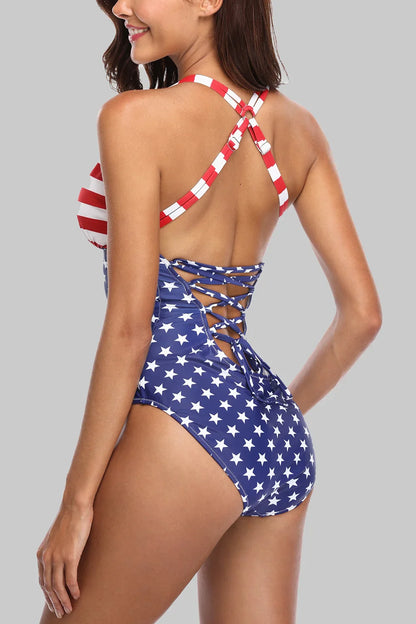 Swimwear- Tummy Control Swimwear for Patriotic Celebrations- - Chuzko Women Clothing