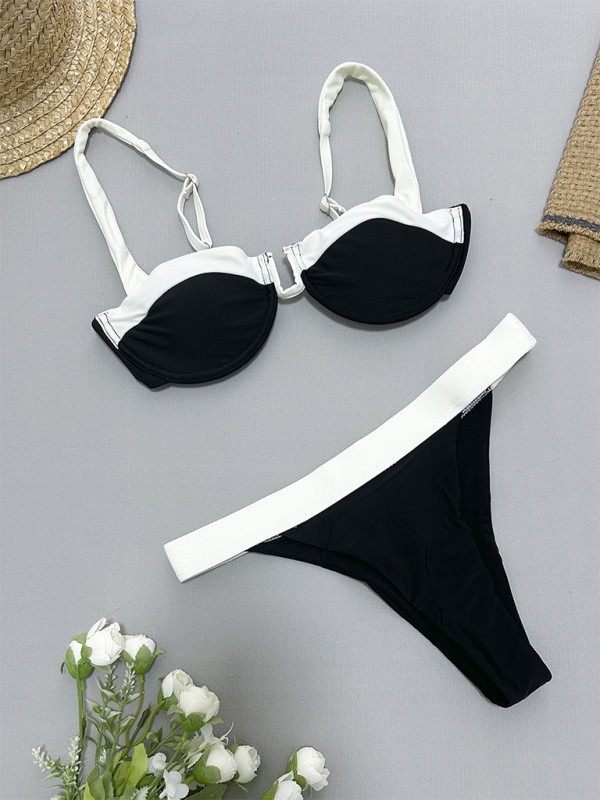 Swimwear- Two-Tone 2 Piece Bikini Swimwear for Sun-Soaked Days- - Pekosa Women Fashion