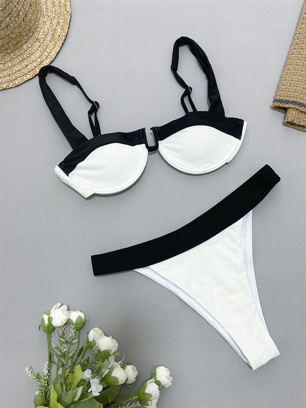 Swimwear- Two-Tone 2 Piece Bikini Swimwear for Sun-Soaked Days- - Pekosa Women Fashion