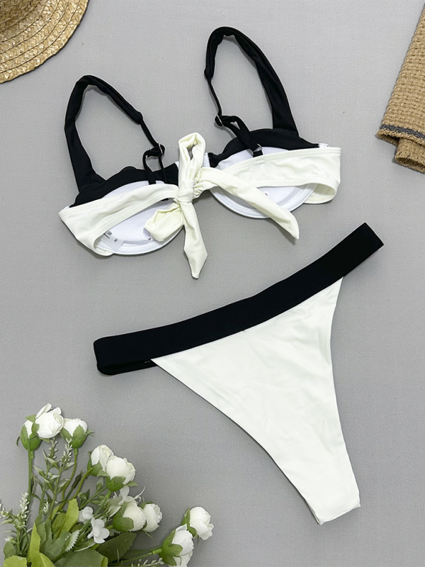 Swimwear- Two-Tone 2 Piece Bikini Swimwear for Sun-Soaked Days- - Pekosa Women Fashion