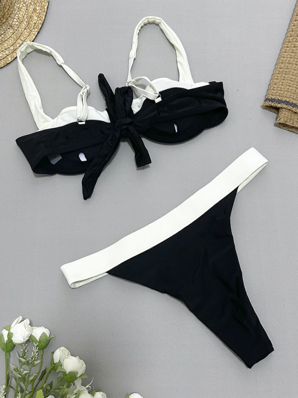 Swimwear- Two-Tone 2 Piece Bikini Swimwear for Sun-Soaked Days- - Pekosa Women Fashion