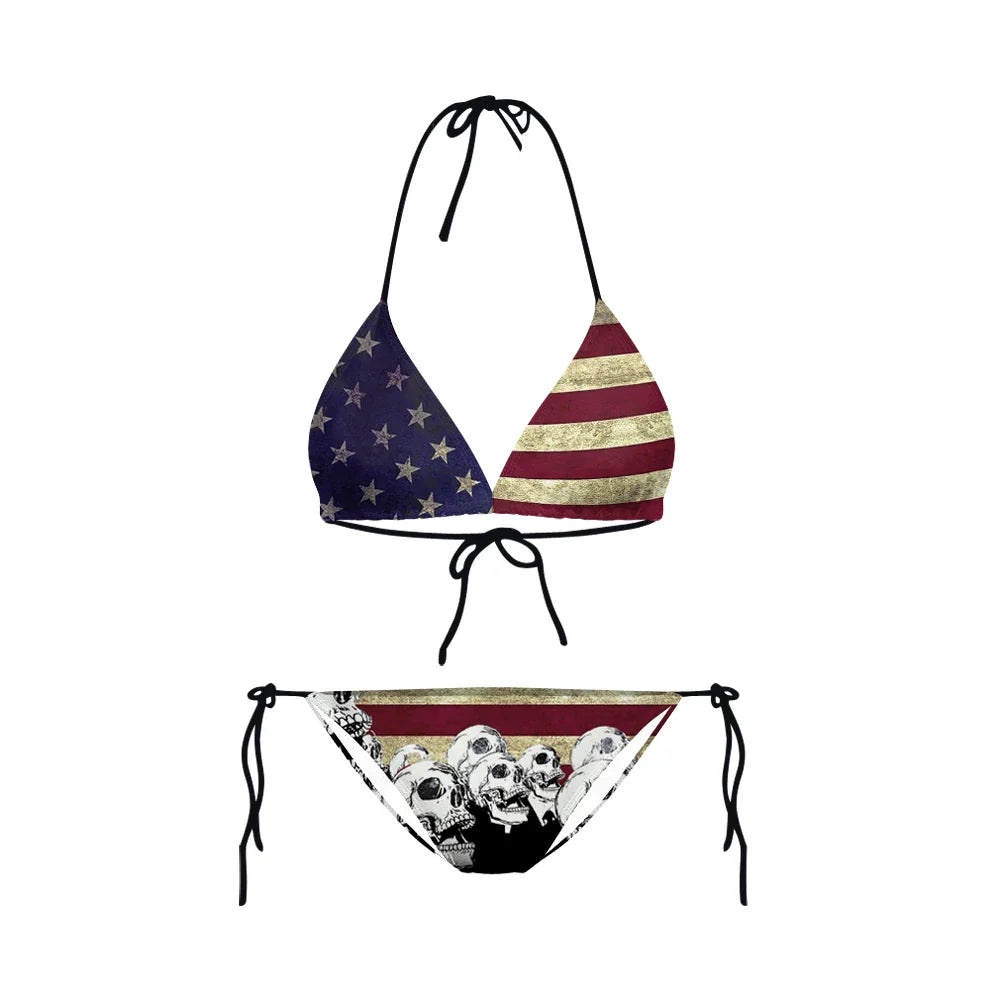 Swimwear- Women Patriotic 2 Piece String Swimwear for Every U.S. Holiday & July 4th- Y03014- Chuzko Women Clothing