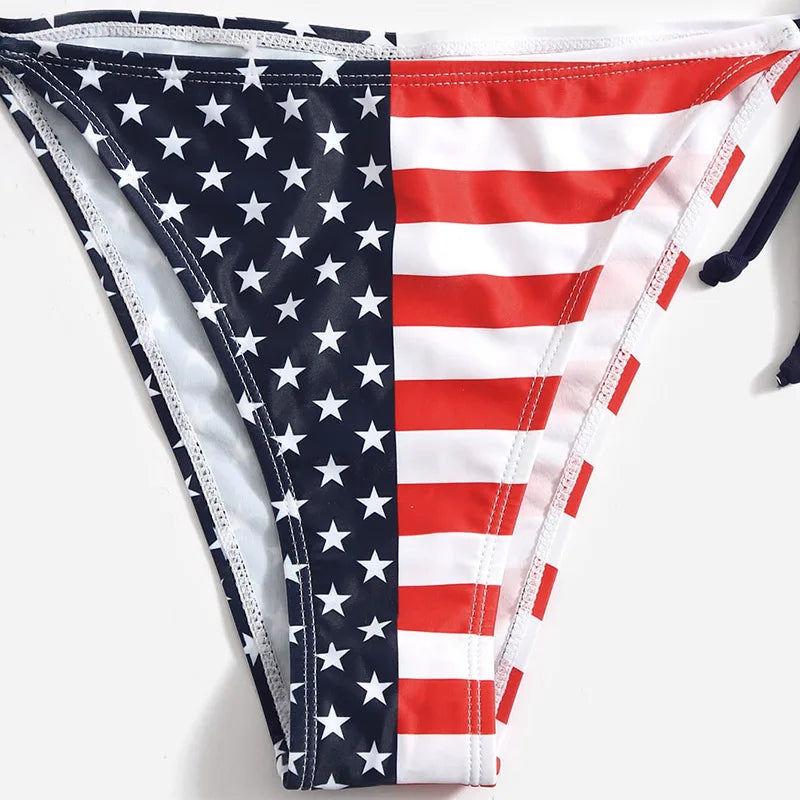 Swimwear- Women Patriotic 2 Piece String Swimwear for Every U.S. Holiday & July 4th- - Chuzko Women Clothing