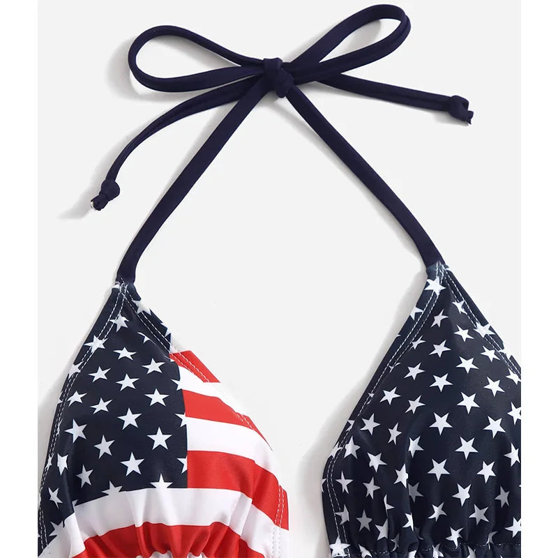 Swimwear- Women Patriotic 2 Piece String Swimwear for Every U.S. Holiday & July 4th- - Chuzko Women Clothing