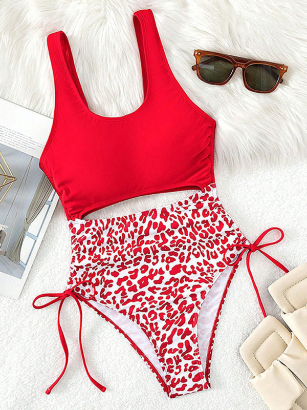 Swimwear- Women's Cutout Animal Print Swimsuit for Pool Parties- - Pekosa Women Fashion