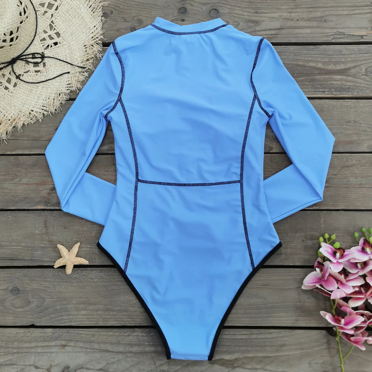 Swimwear - Women's Long Sleeve Swimwear Zip-Up Rash Guard