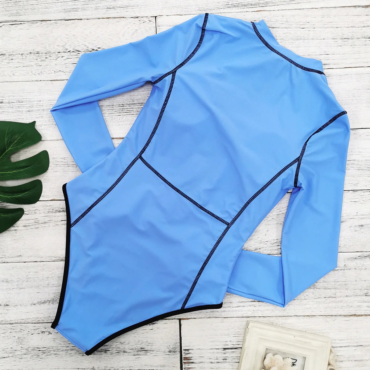 Swimwear - Women's Long Sleeve Swimwear Zip-Up Rash Guard