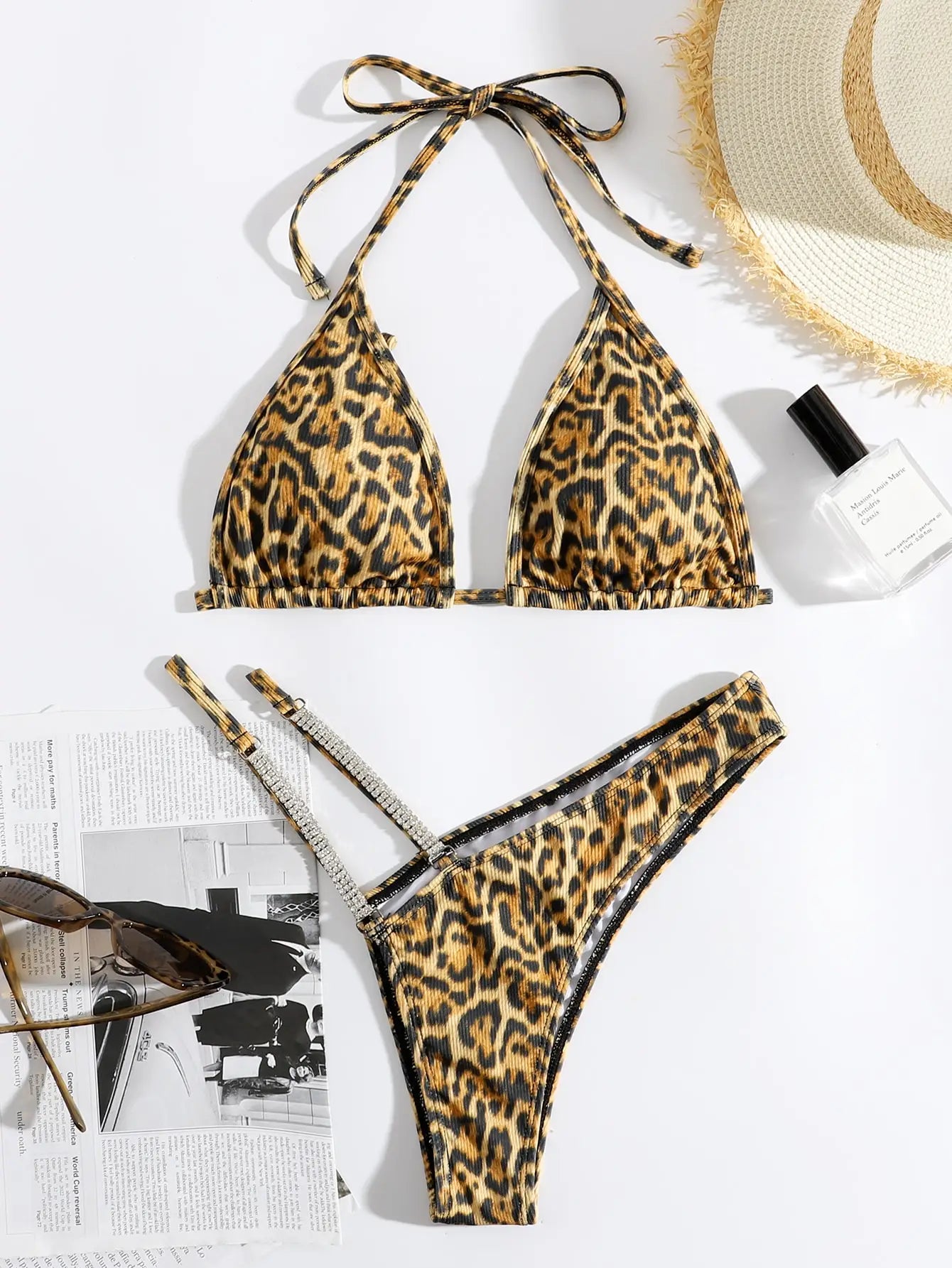 Swimwear- Women's Swimwear Micro Bikini & Triangle Bra in Animal Print- - Pekosa Women Fashion