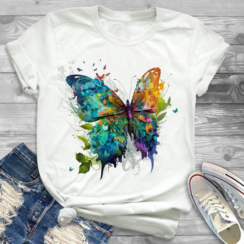 T-Shirts-Charming Floral Bouquet Print Tee Collection