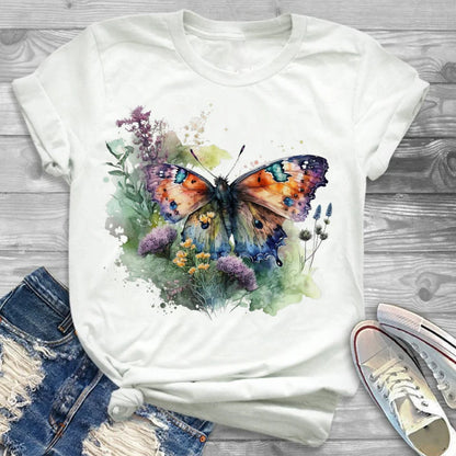 T-Shirts-Charming Floral Bouquet Print Tee Collection