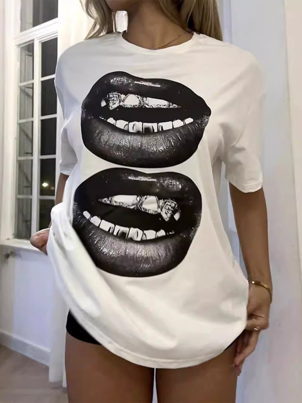 Dramatic Lips Graphic Tee - Artistic T-Shirt