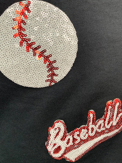 Home Run Sequined Baseball T-Shirt for Game Day Attire