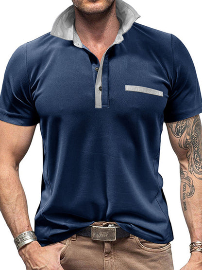 T-Shirts- Men's Polo Shirt for Brunch & BBQs- Royal blue- Pekosa Women Fashion