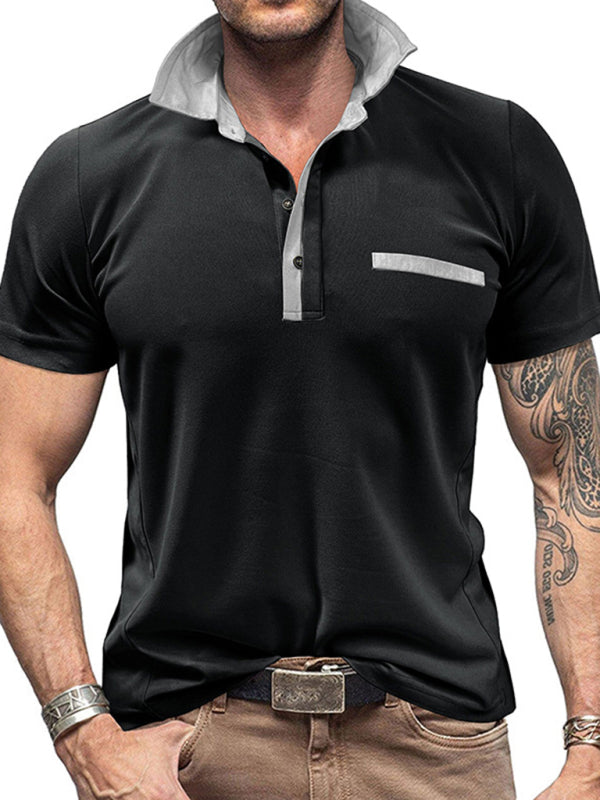 T-Shirts- Men's Polo Shirt for Brunch & BBQs- Black- Pekosa Women Fashion