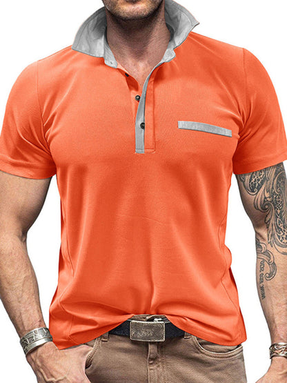 T-Shirts- Men's Polo Shirt for Brunch & BBQs- Orange- Pekosa Women Fashion