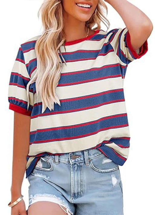 T-shirts - Women's Striped T-Shirt Casual Tee