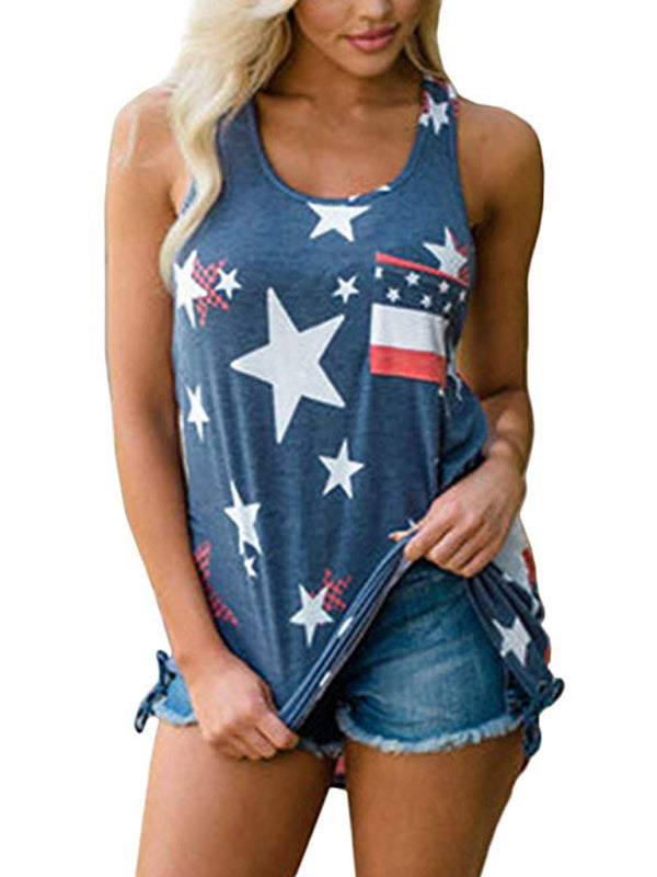 Tank Tops- Women's Sleeveless USA Flag Top- - Pekosa Women Fashion