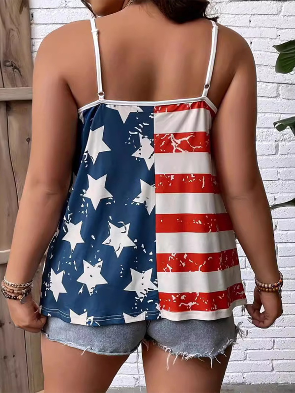 Tank Tops- Patriotic Women's Flag Print Sleeveless Top- - Pekosa Women Fashion