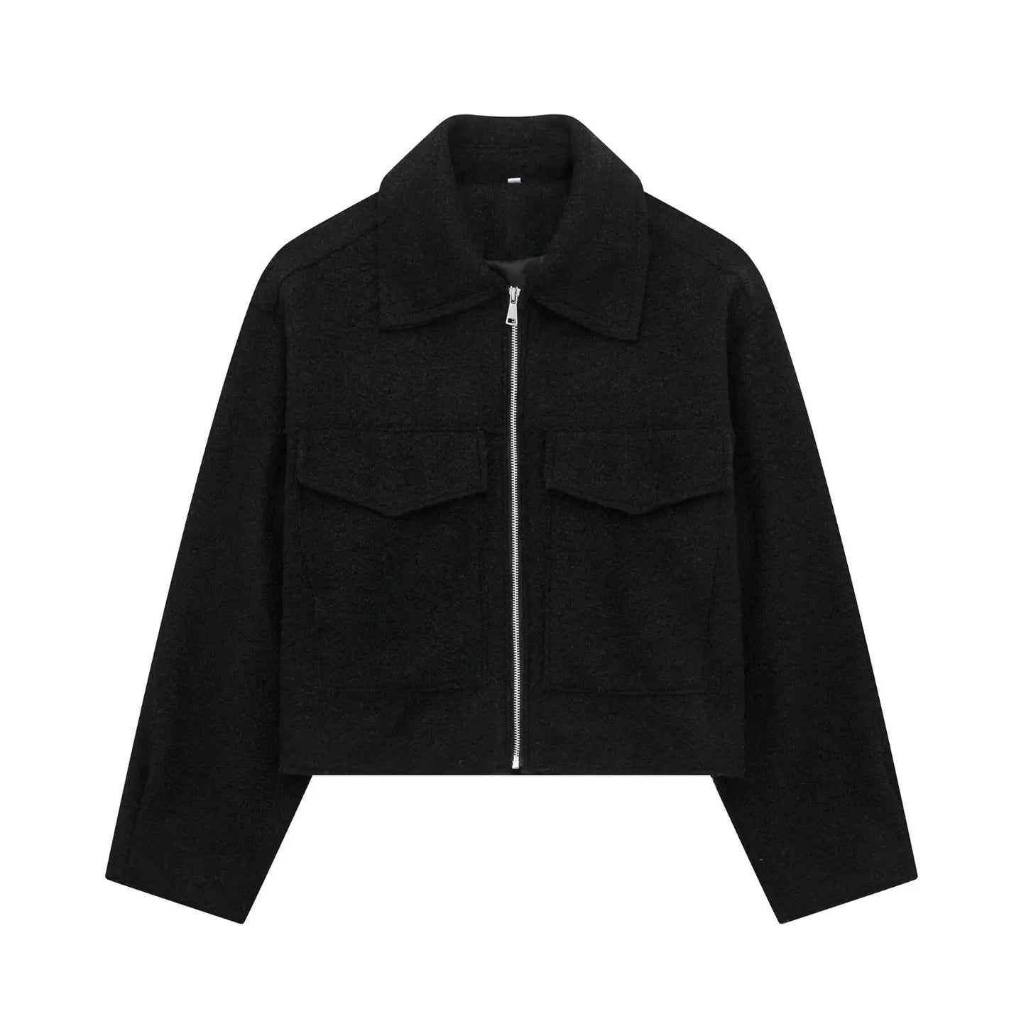 Teddy Jackets- Women Cropped Teddy Jacket for Trendy Winter Layers- Black- Pekosa Women Fashion