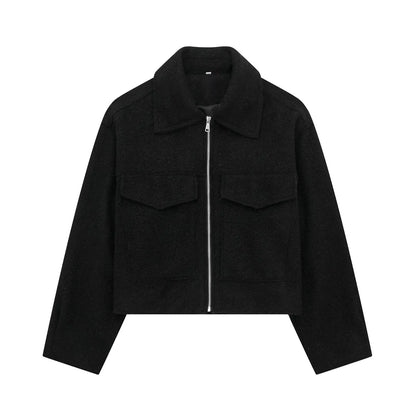 Teddy Jackets- Women Cropped Teddy Jacket for Trendy Winter Layers- Black- Pekosa Women Fashion